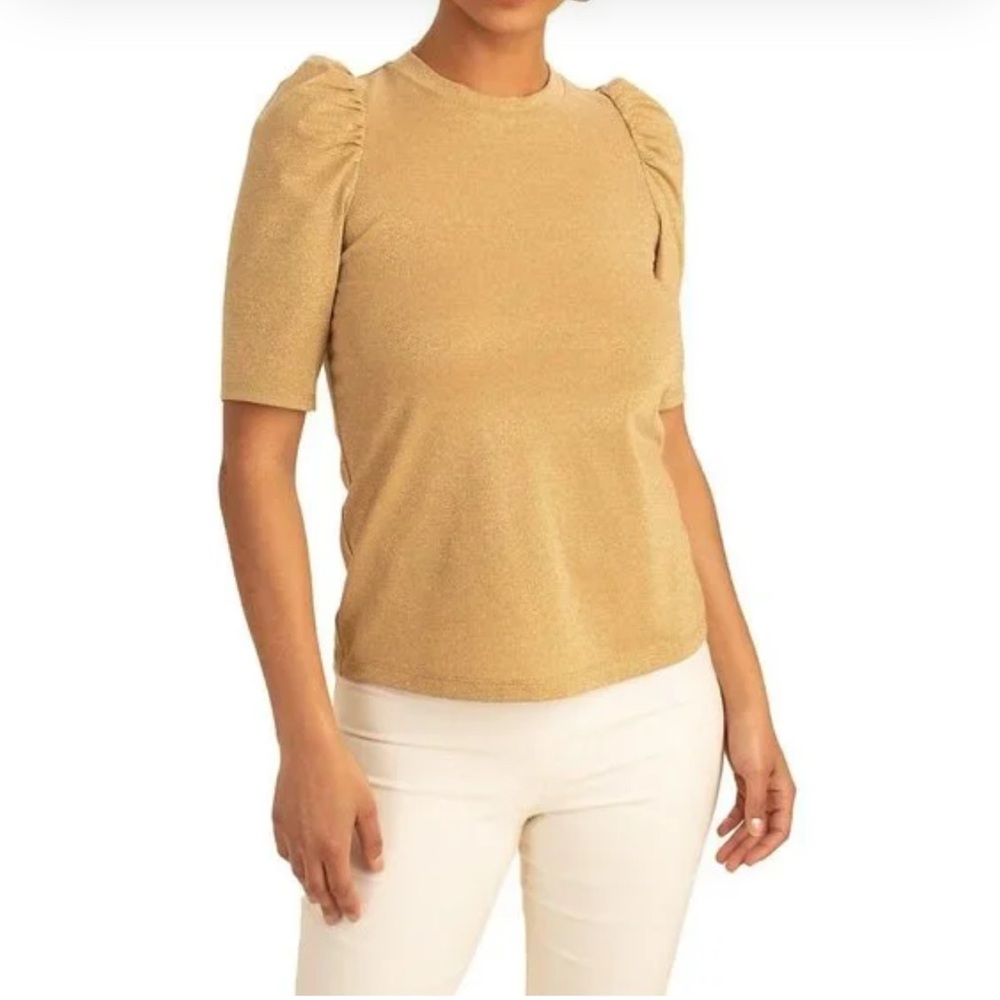 Trina Turk Gold Puff Sleeve Blouse